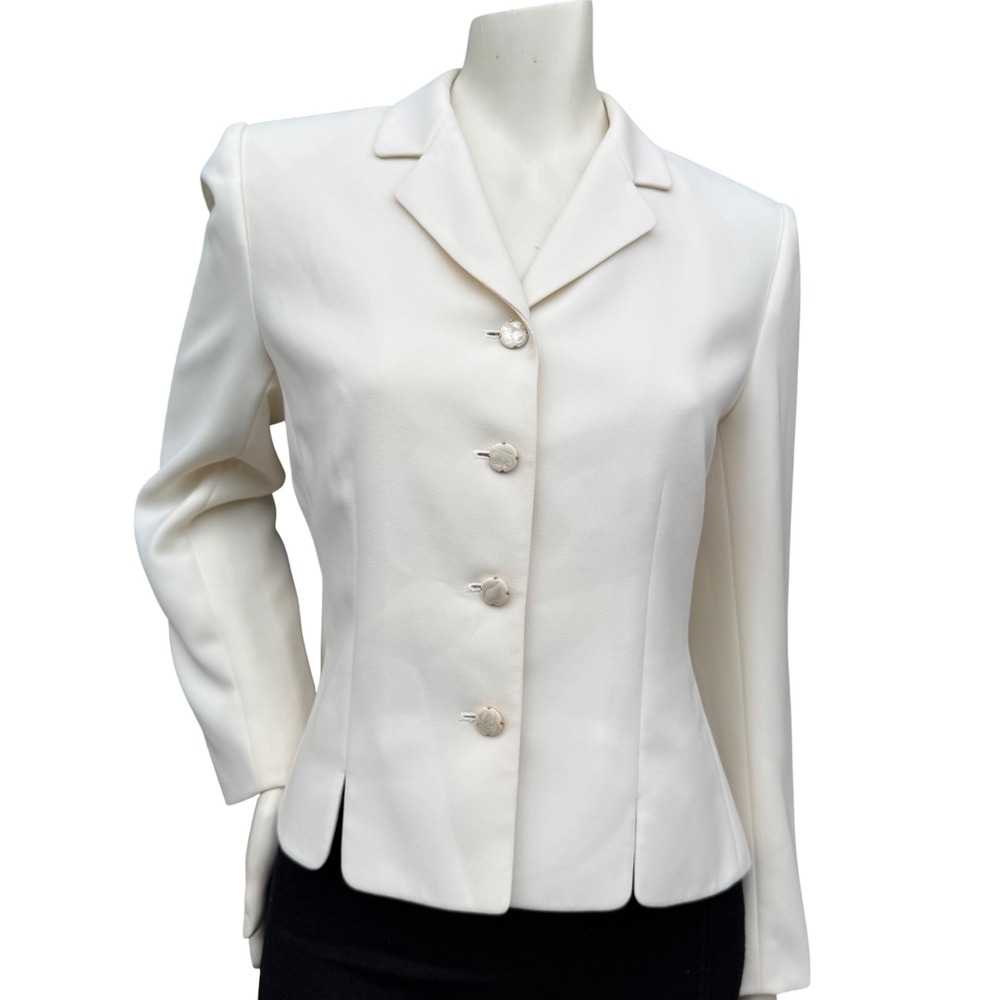 A&K Designs Blazer Jacket Cream Vintage Quiet Luxury Old Money Minimalist Sz 10